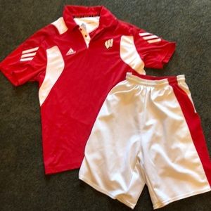 Adidas Climalite Wisconsin polo, w reversible shorts!